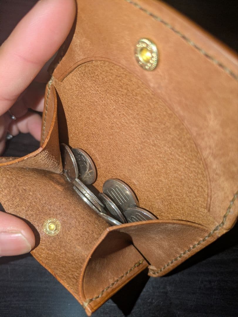 イタリアンレザー マネークリップ コンパクト財布 ハンドメイド 総手縫い