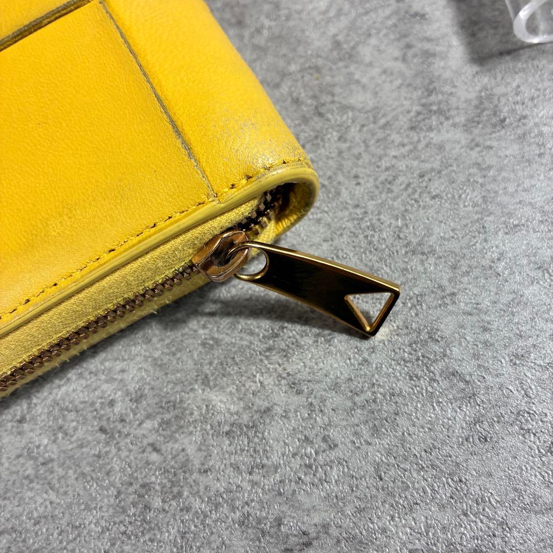 み*き様 ボッテガヴェネタ カセット 長財布 レザー イエローグリーン イントレ