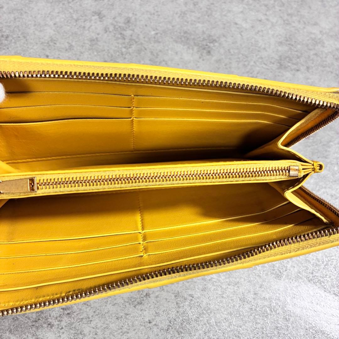 み*き様 ボッテガヴェネタ カセット 長財布 レザー イエローグリーン イントレ