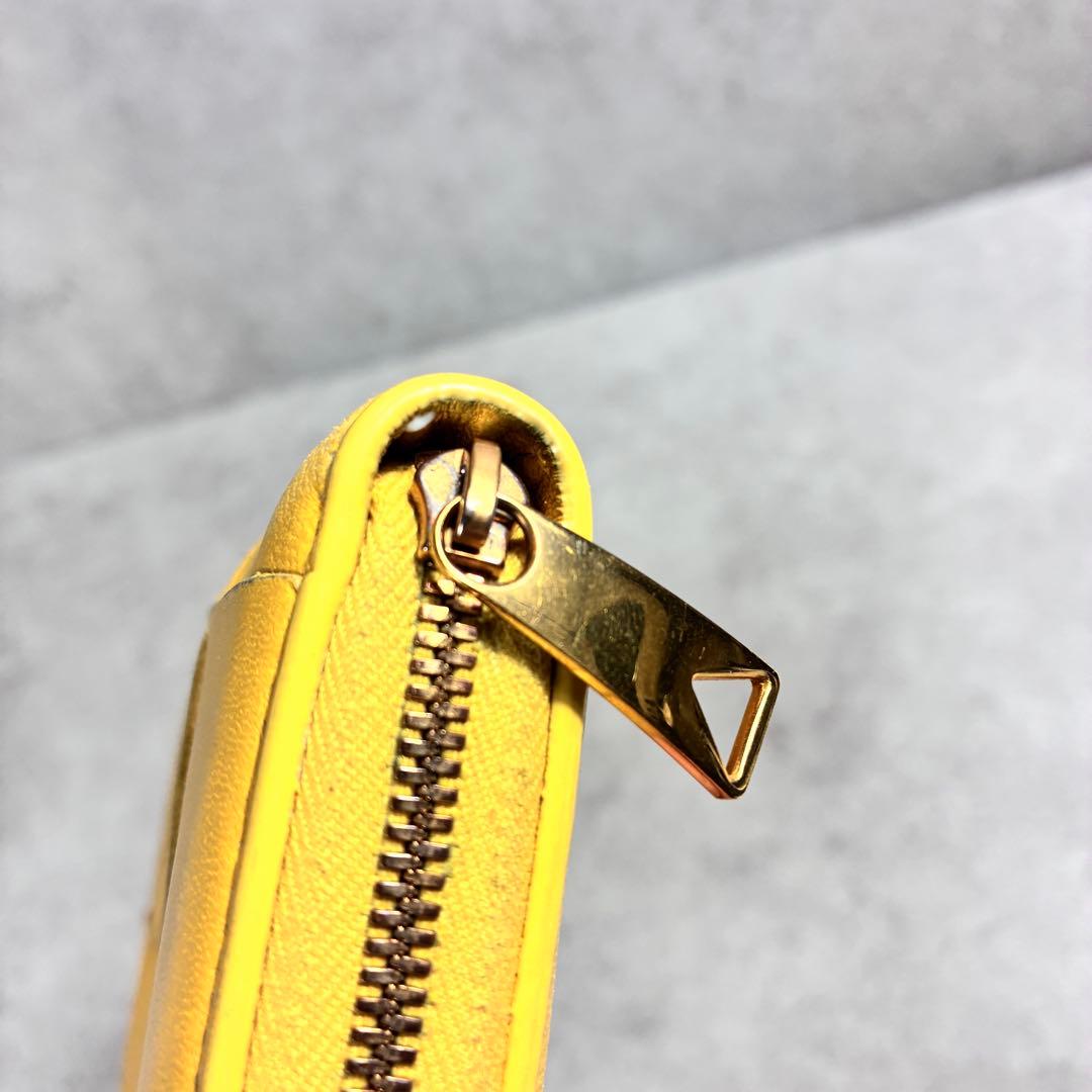 み*き様 ボッテガヴェネタ カセット 長財布 レザー イエローグリーン イントレ