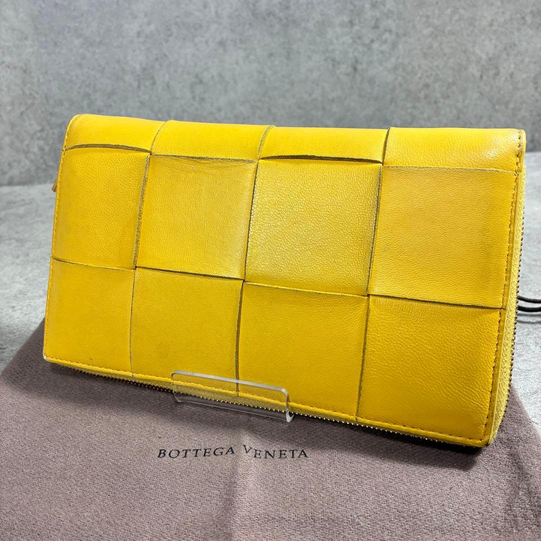 み*き様 ボッテガヴェネタ カセット 長財布 レザー イエローグリーン イントレ
