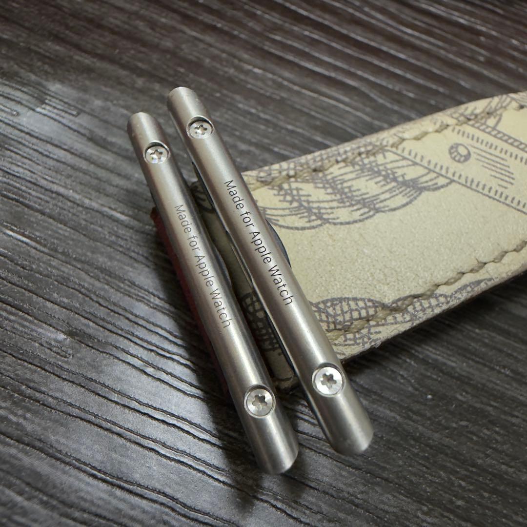 2938 Apple Watch エルメス　ブリック　ロープ柄　レザーバンド