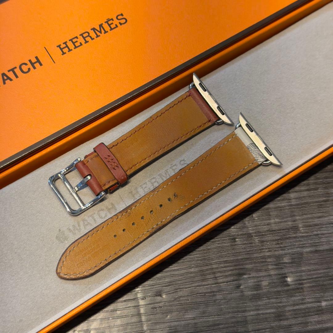 2938 Apple Watch エルメス　ブリック　ロープ柄　レザーバンド