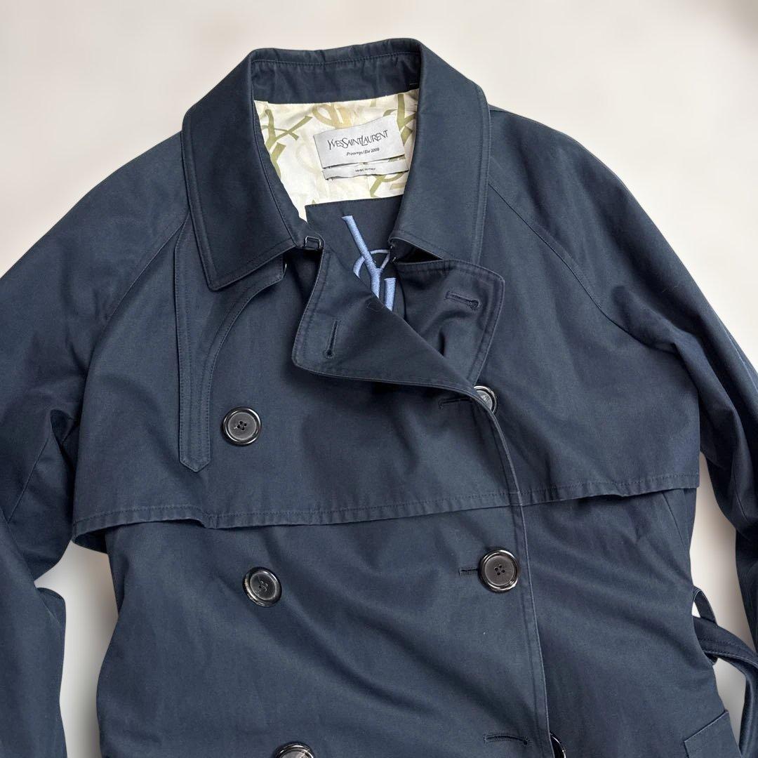 イヴサンローラン　トレンチコート　ネイビー　Sサイズ　イタリア製
