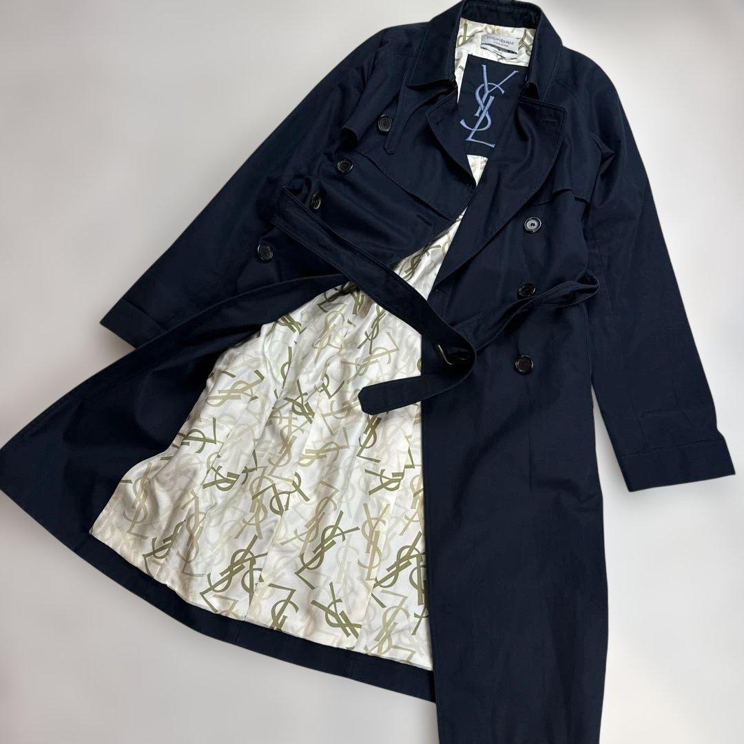 イヴサンローラン　トレンチコート　ネイビー　Sサイズ　イタリア製