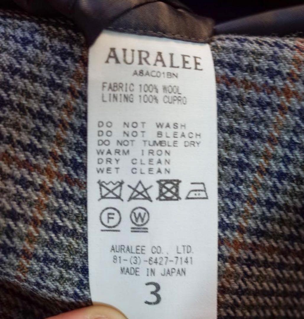 AURALEE 18AW ダブルフェイスチェックステンカラーコート