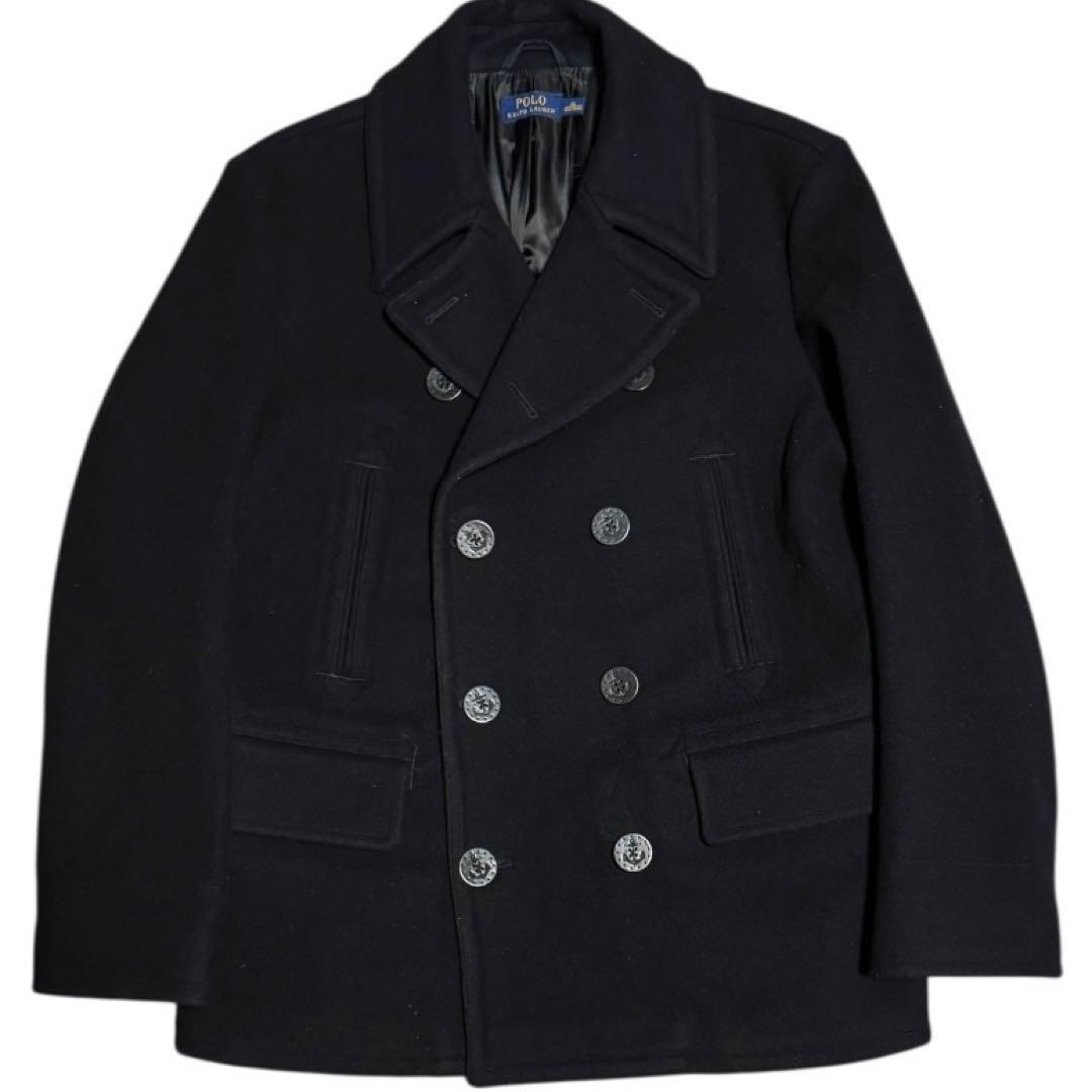 POLO RALPH LAUREN 碇釦 ウール ピーコート ブラック XL