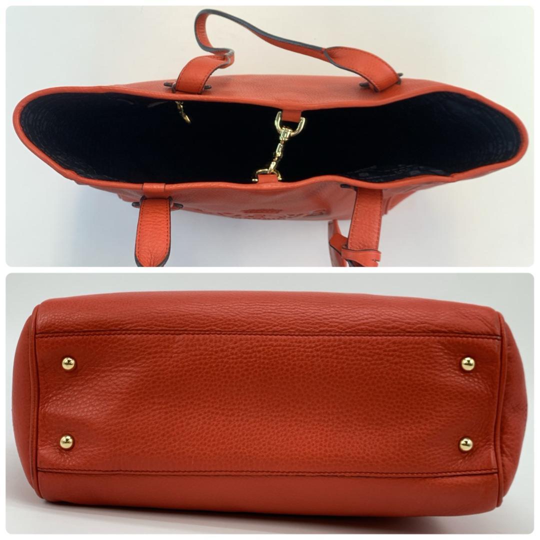 ロエベ ヘリテージ トートバッグ 本革 コーラルレッド オレンジレッド 紅色