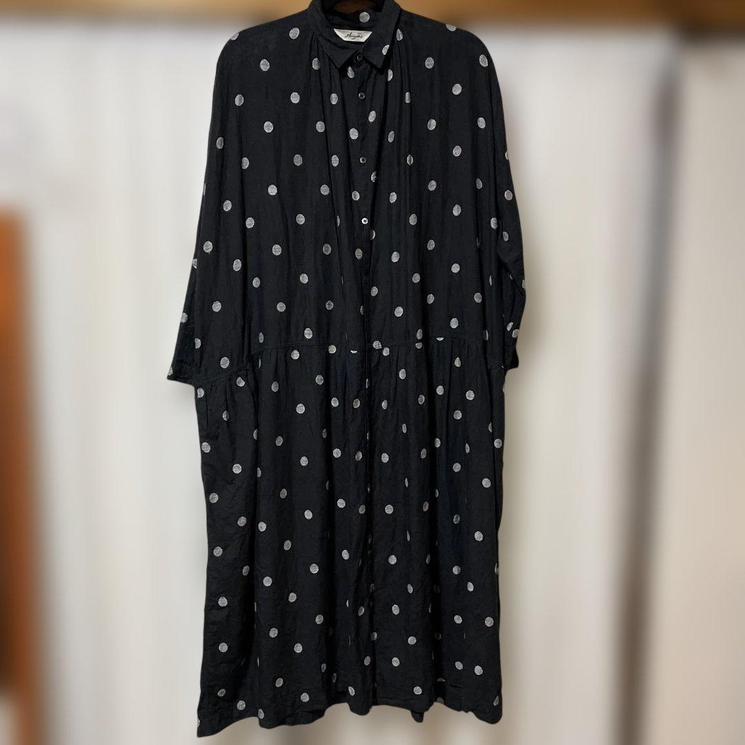 ICHI Antiquités ドット柄シャツワンピース