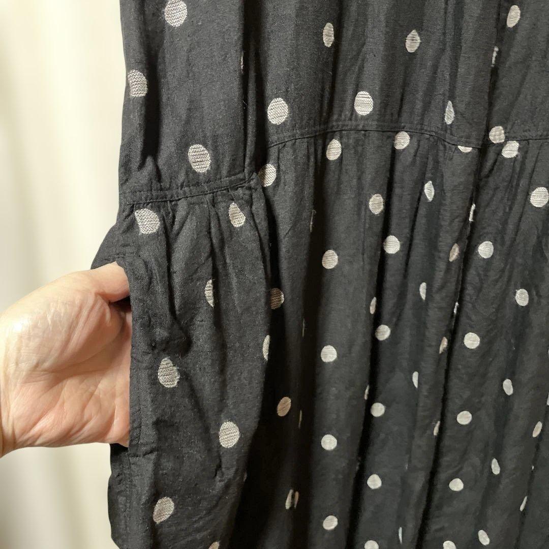 ICHI Antiquités ドット柄シャツワンピース