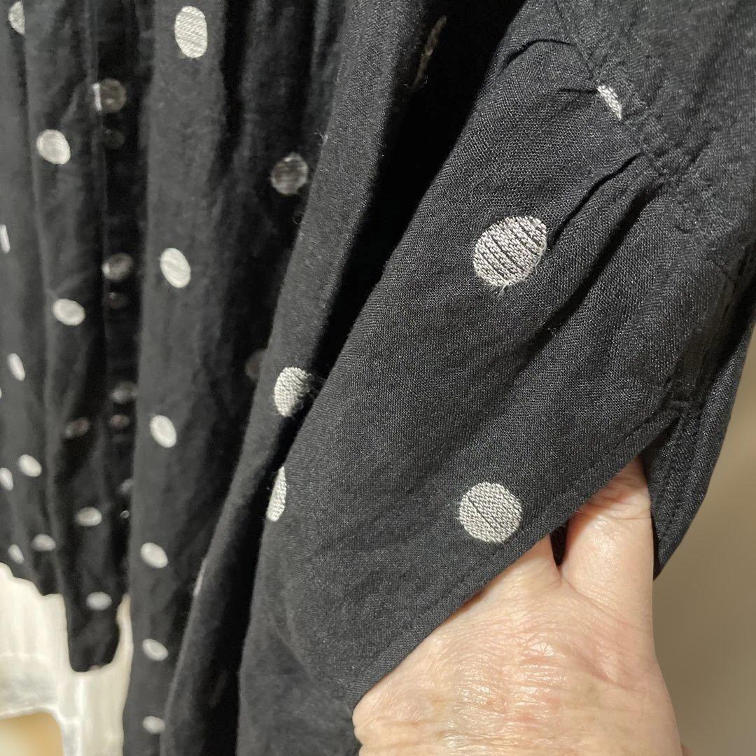 ICHI Antiquités ドット柄シャツワンピース