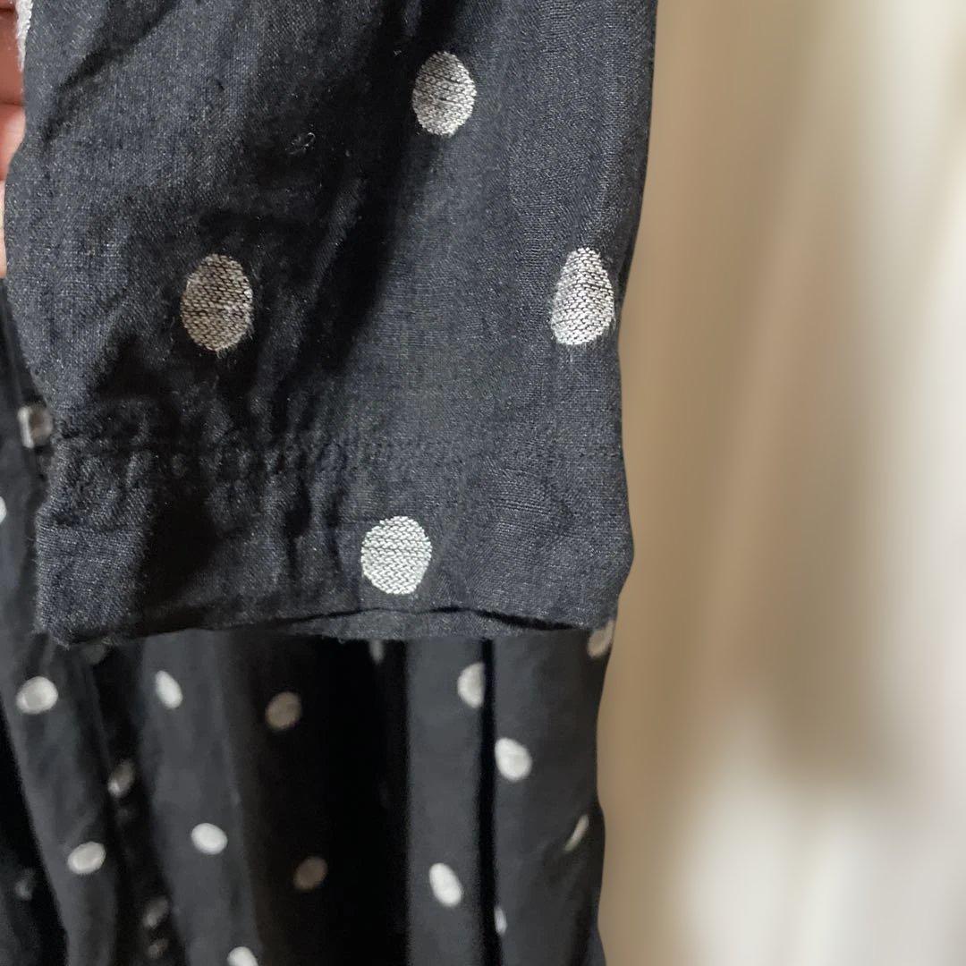 ICHI Antiquités ドット柄シャツワンピース