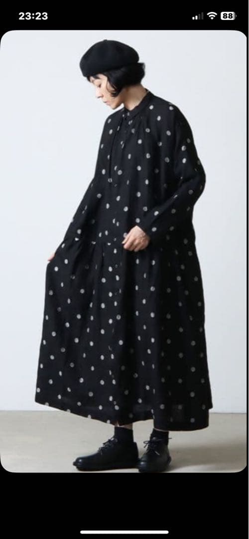 ICHI Antiquités ドット柄シャツワンピース