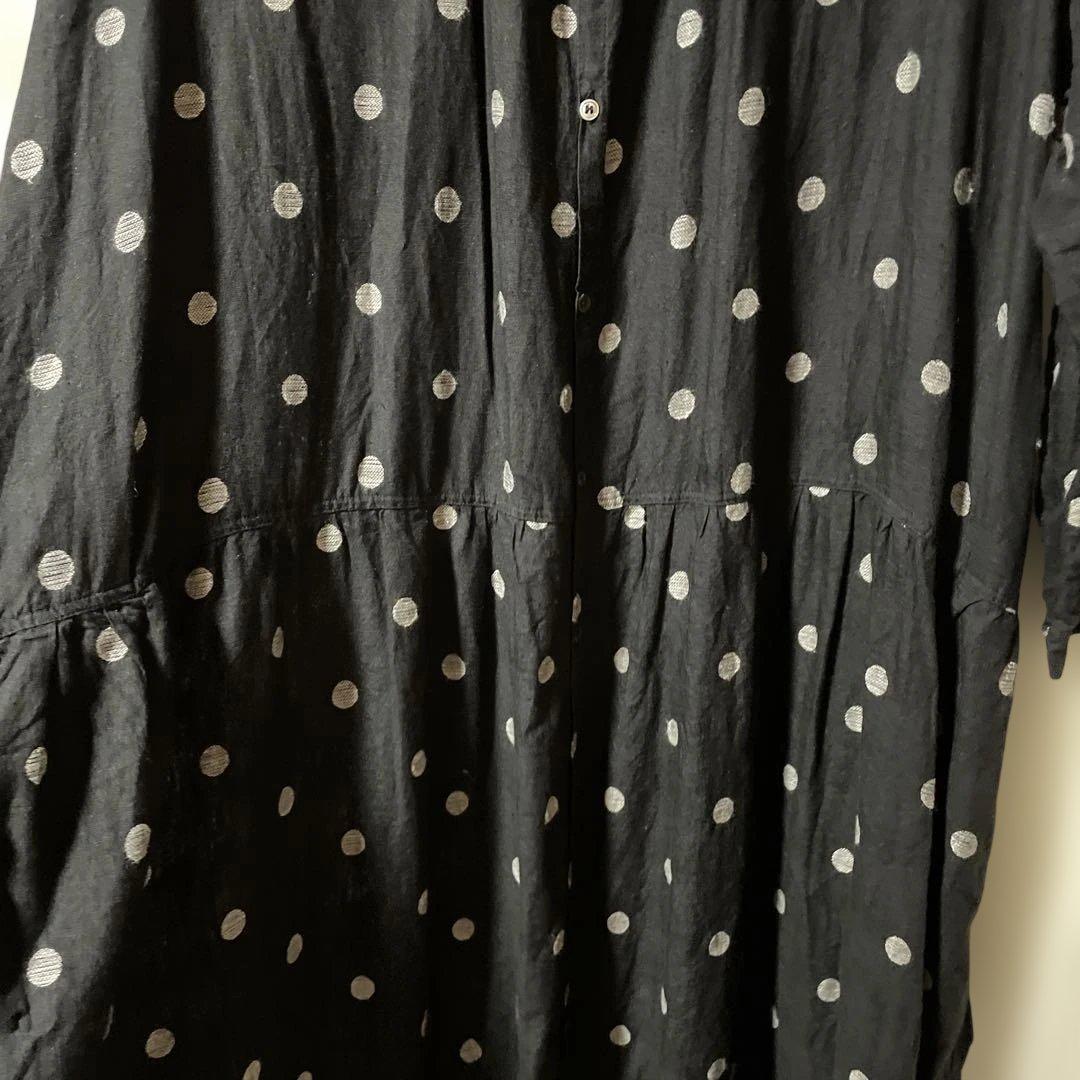 ICHI Antiquités ドット柄シャツワンピース