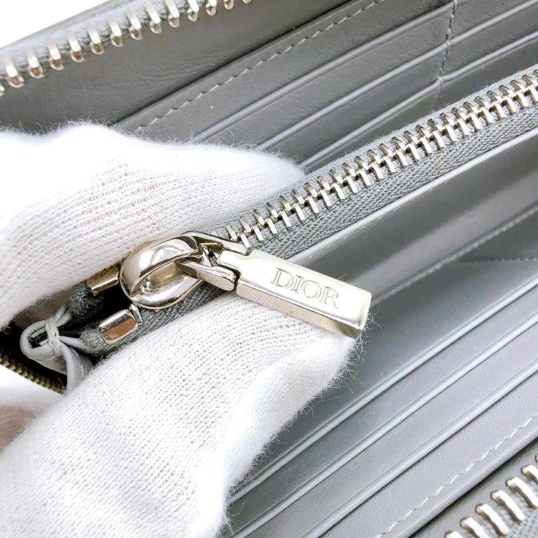 ◇クリスチャンディオール◇レザー/CDダイヤモンド/ラウンドファスナー/長財布