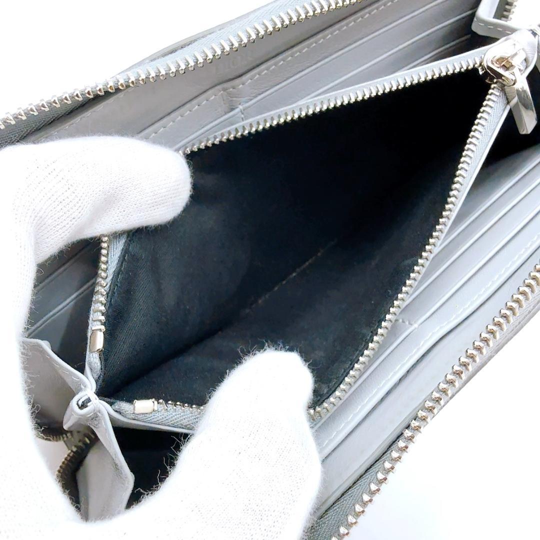 ◇クリスチャンディオール◇レザー/CDダイヤモンド/ラウンドファスナー/長財布