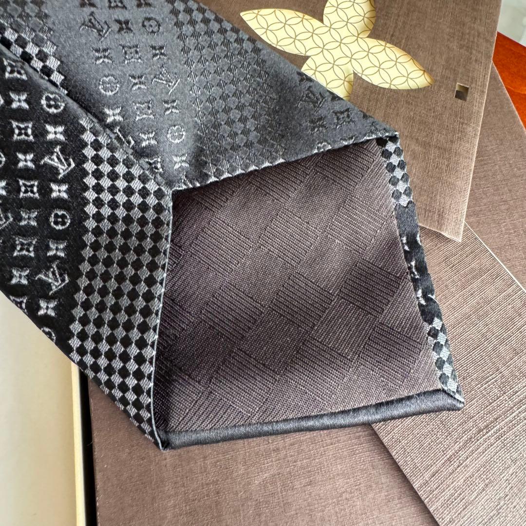 最高級 ルイヴィトン マイクロダミエ ミックスモノグラム ネクタイ ガンメタ