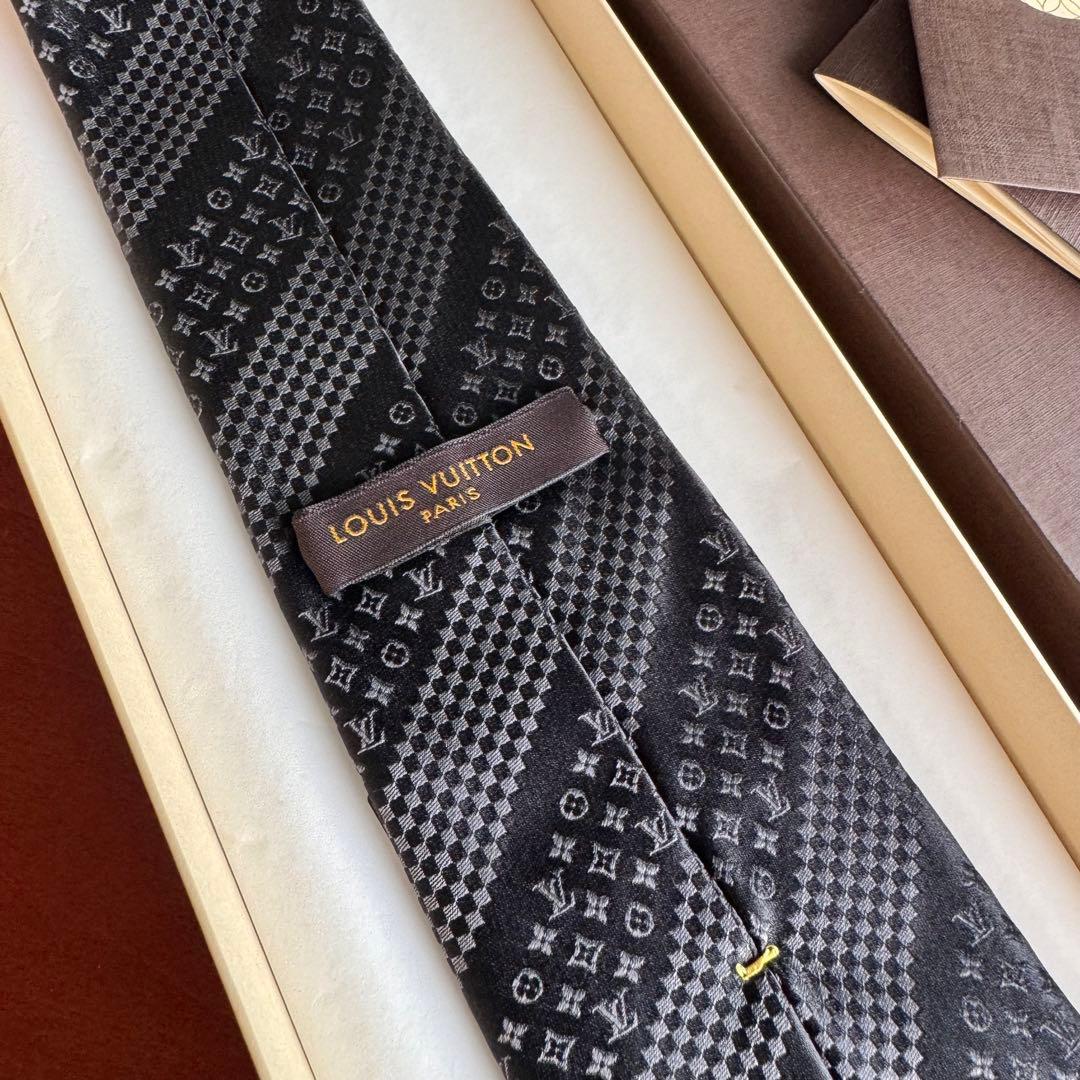 最高級 ルイヴィトン マイクロダミエ ミックスモノグラム ネクタイ ガンメタ