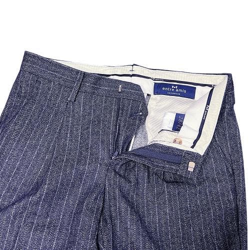 アントレアミ ストライプ スラックス 28 コットンウール ストレッチ ネイビー