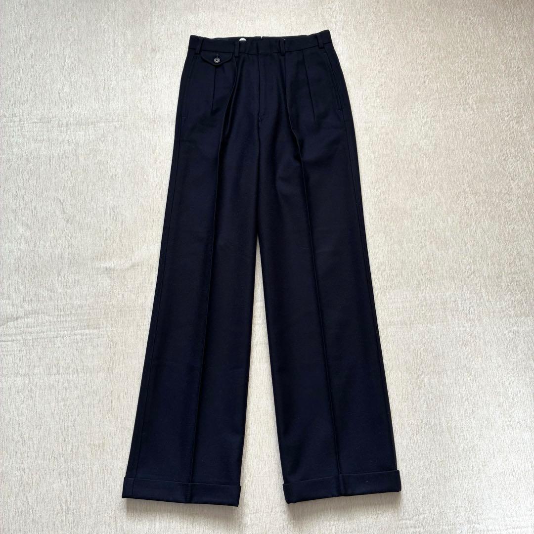 Ralph Lauren ウール　スラックス　紺無地　ネイビー　ダブル　美品