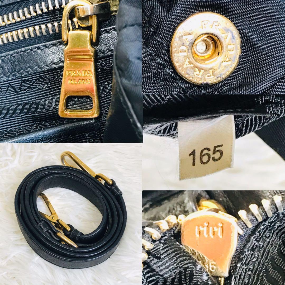 【極美品】プラダ ショルダーバッグ 2 way ギャザー ナイロン ゴールドロゴ