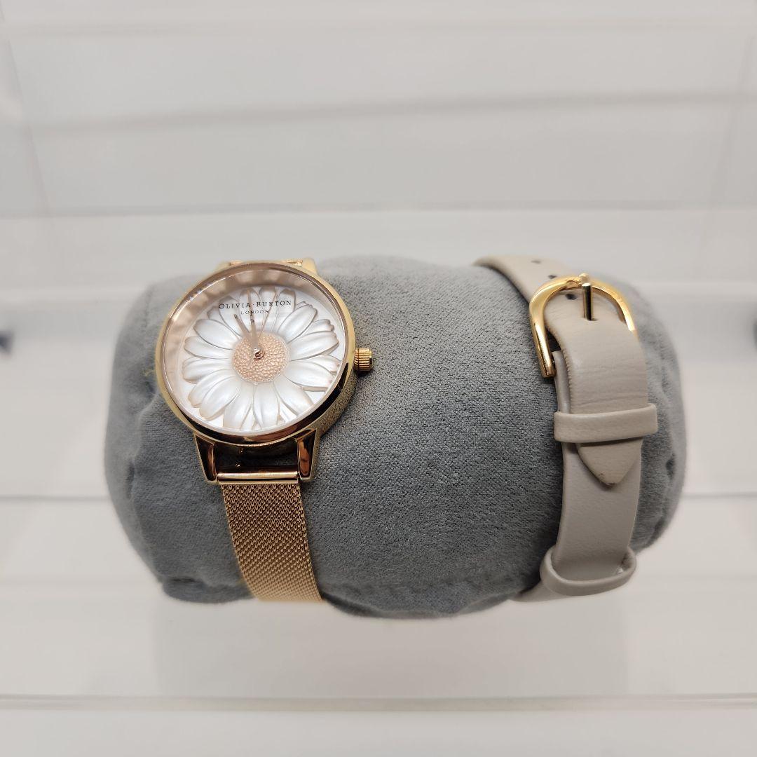 オリビアバートン ３Dデイジー 稼動品 革バンド メタルバンド付き 保証書付き