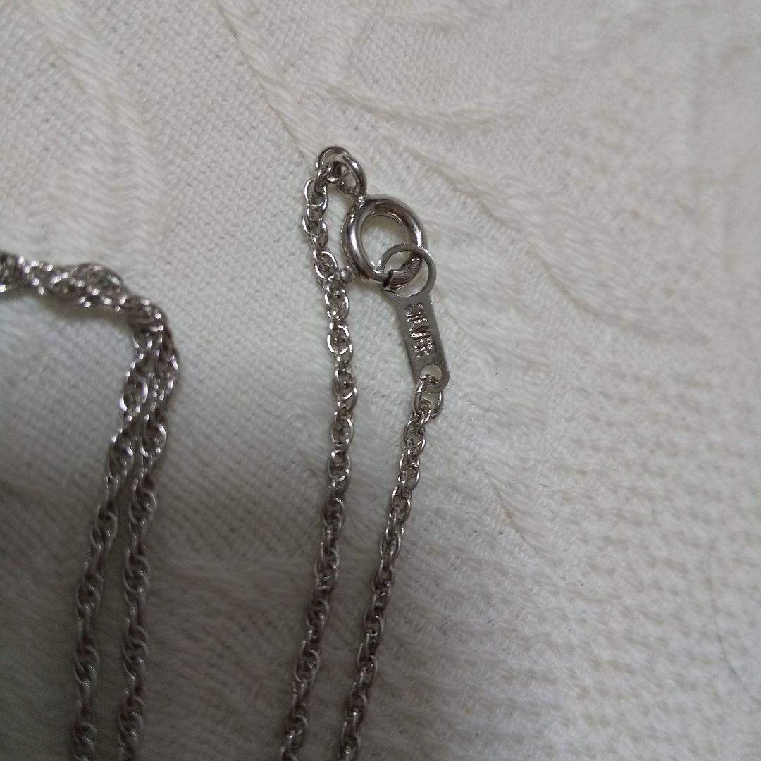 エメラルド、ダイヤモンドシルバーネックレス