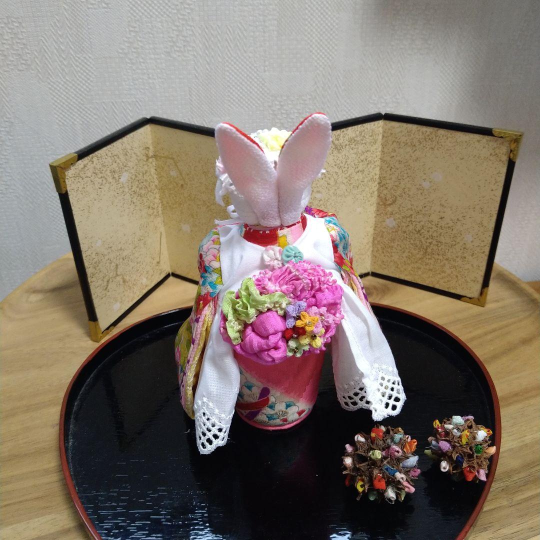 ちりめん細工うさぎさんお人形さんとおでかけ