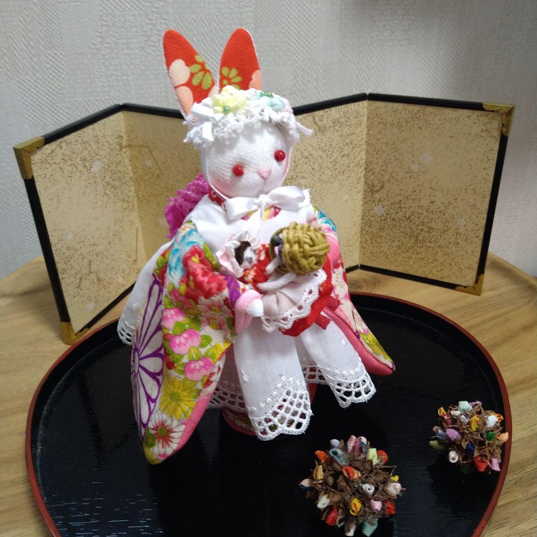 ちりめん細工うさぎさんお人形さんとおでかけ