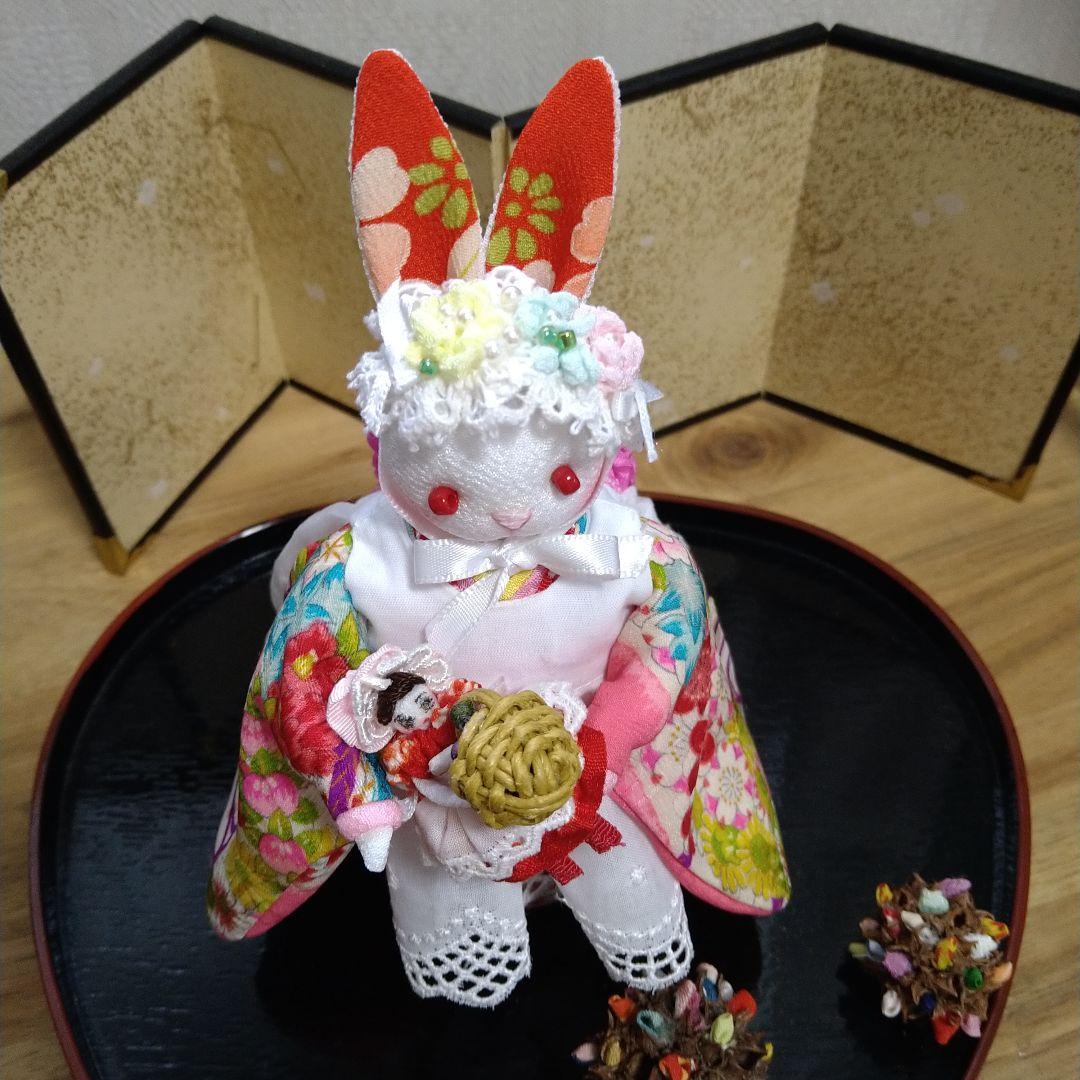 ちりめん細工うさぎさんお人形さんとおでかけ