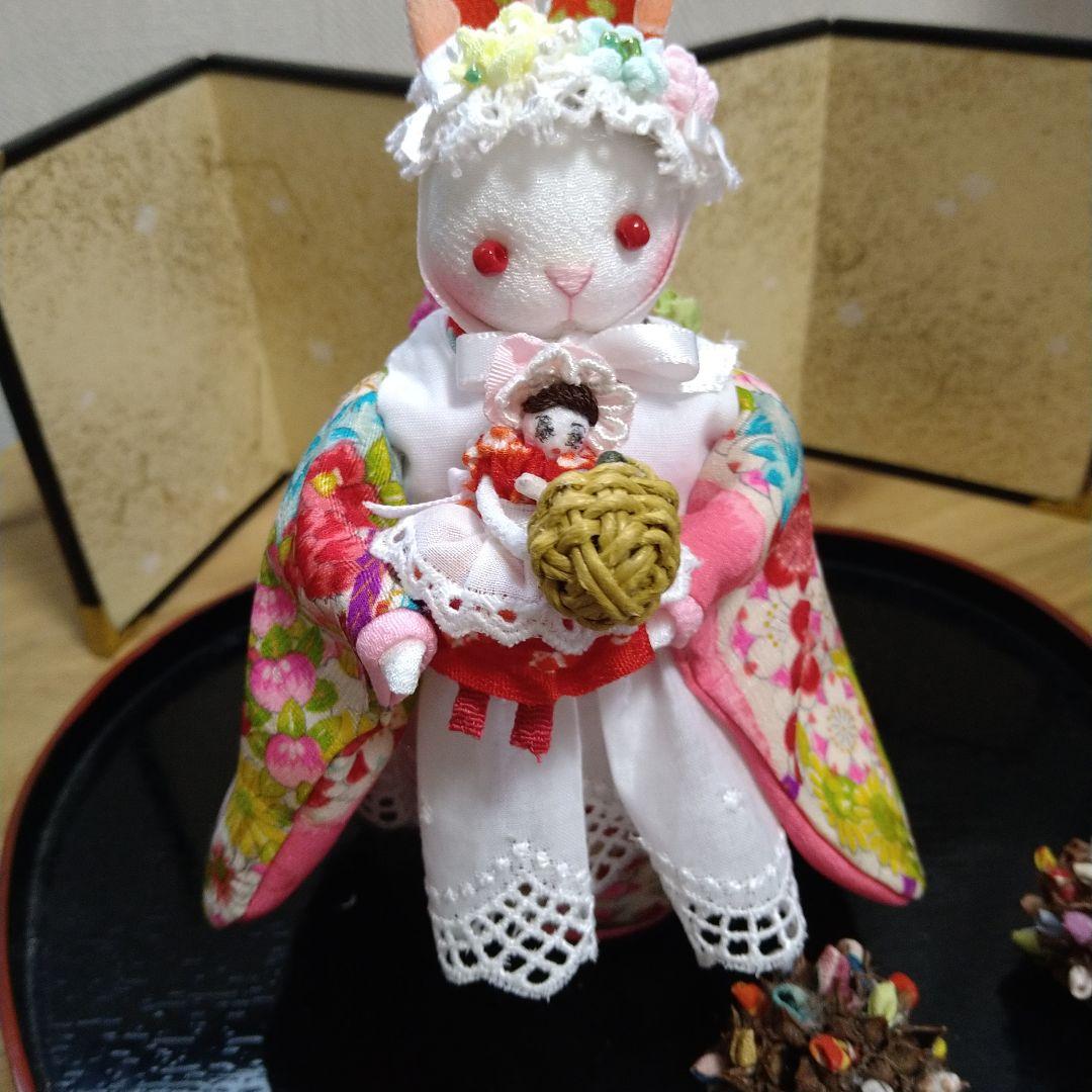 ちりめん細工うさぎさんお人形さんとおでかけ