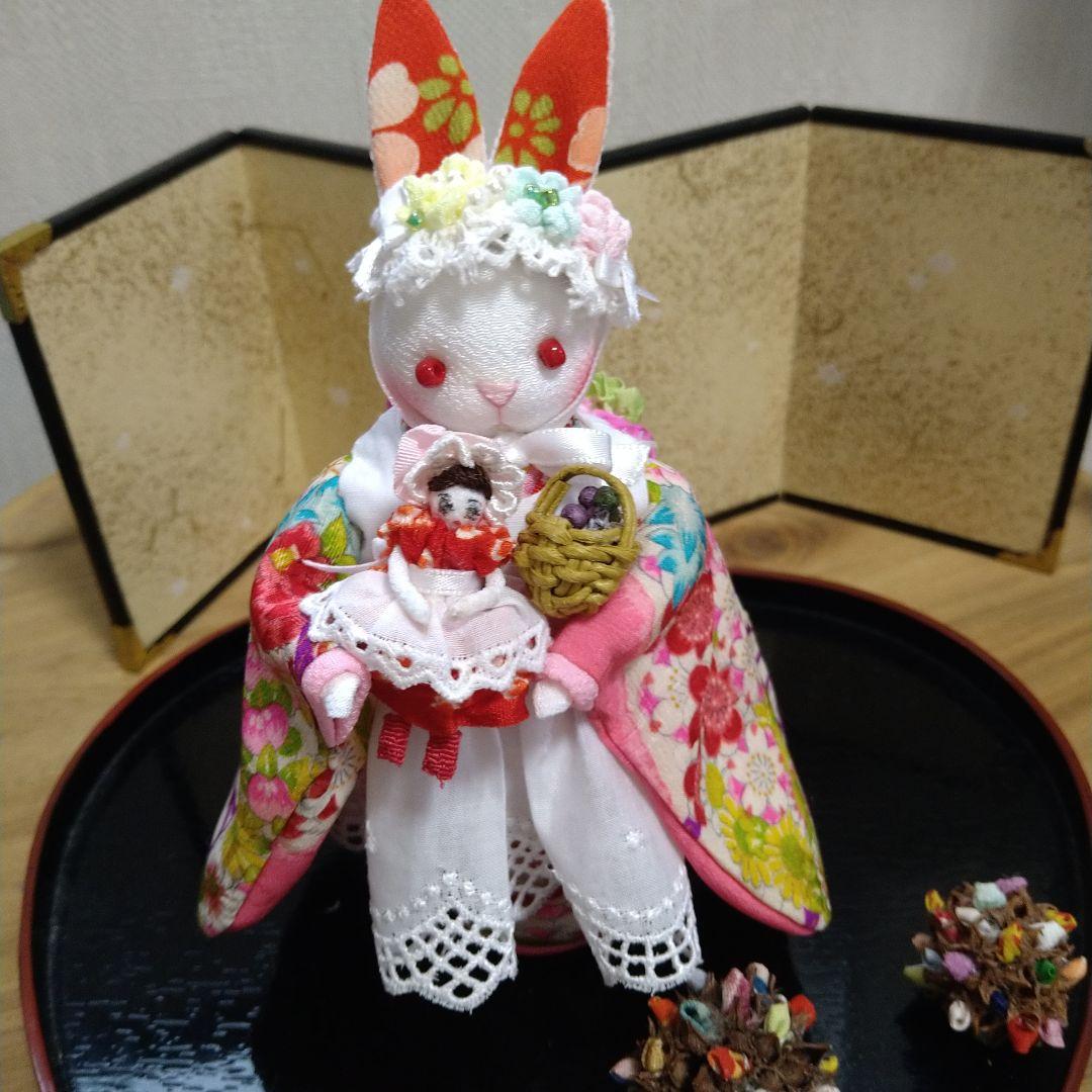ちりめん細工うさぎさんお人形さんとおでかけ