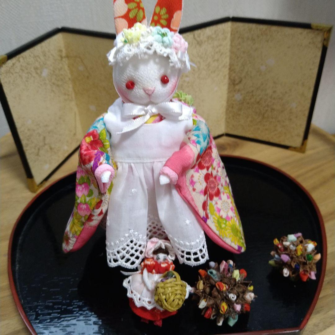 ちりめん細工うさぎさんお人形さんとおでかけ