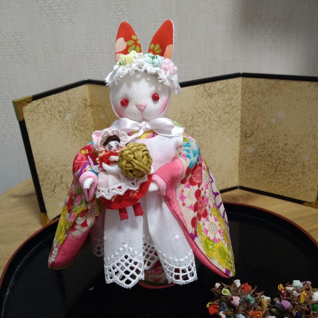 ちりめん細工うさぎさんお人形さんとおでかけ