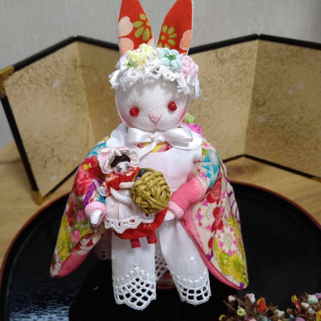 ちりめん細工うさぎさんお人形さんとおでかけ