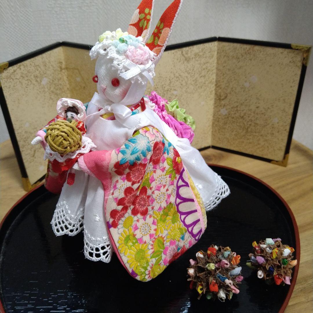 ちりめん細工うさぎさんお人形さんとおでかけ