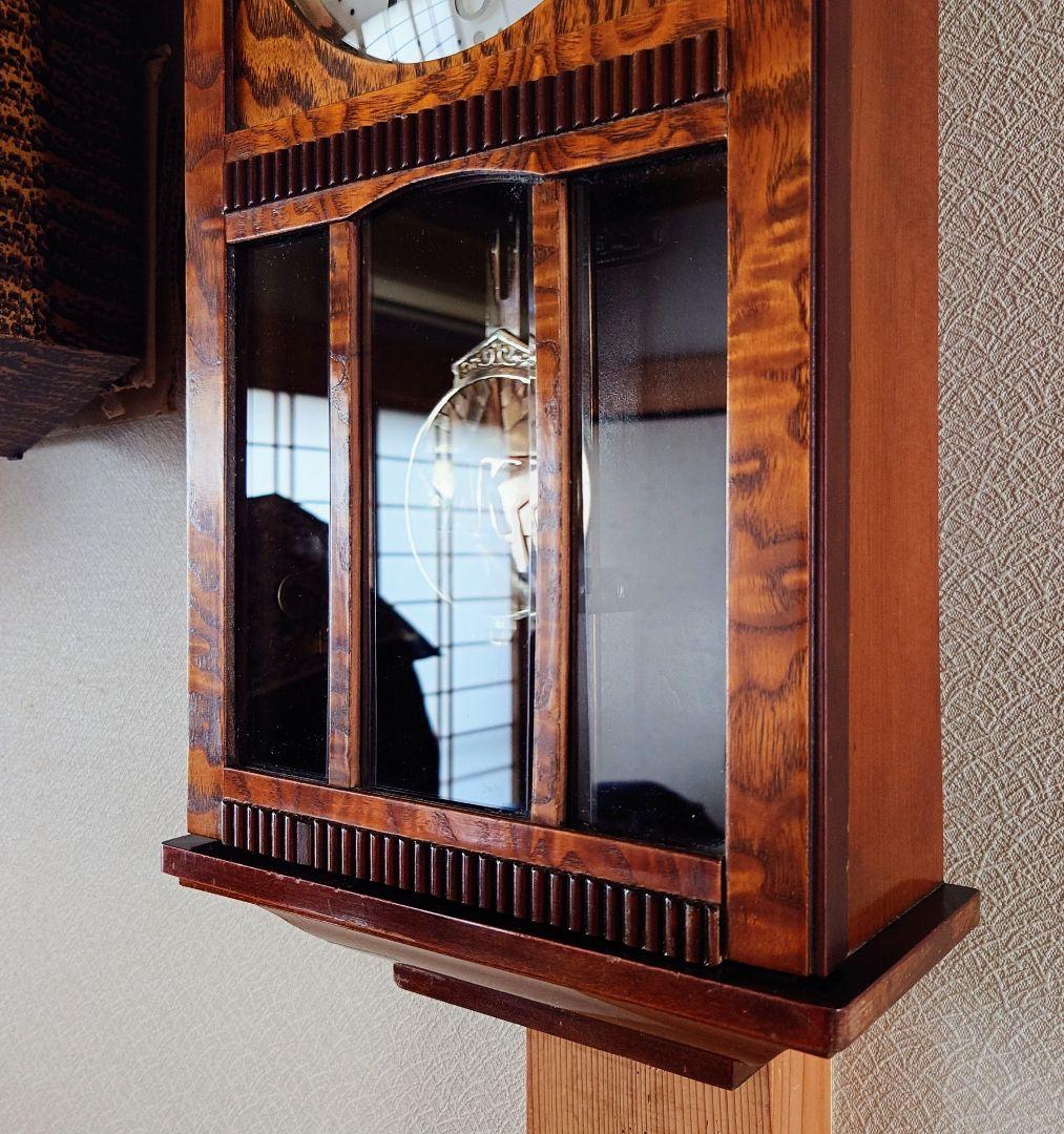 〈完動・美品〉栄計舎　本打式宮型ゼンマイ振り子時計