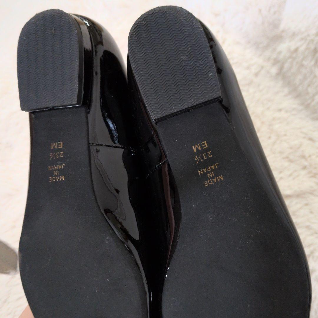 【美品】ダイアナ オペラシューズ ポインテッドトゥ リボン エナメル フラット