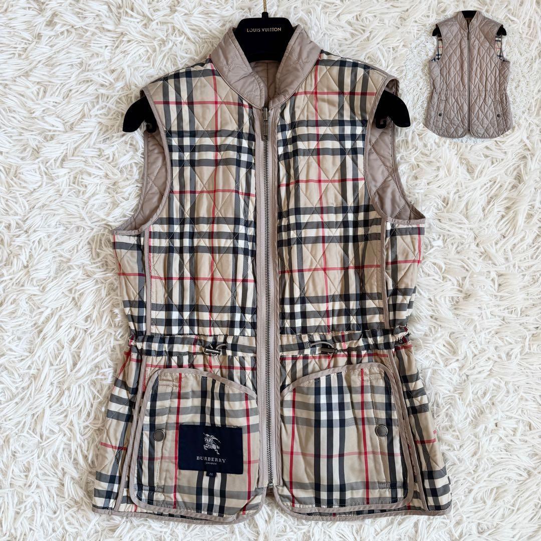 美品　バーバリーロンドン　リバーシブル　キルティングベスト　ベージュ　Mサイズ
