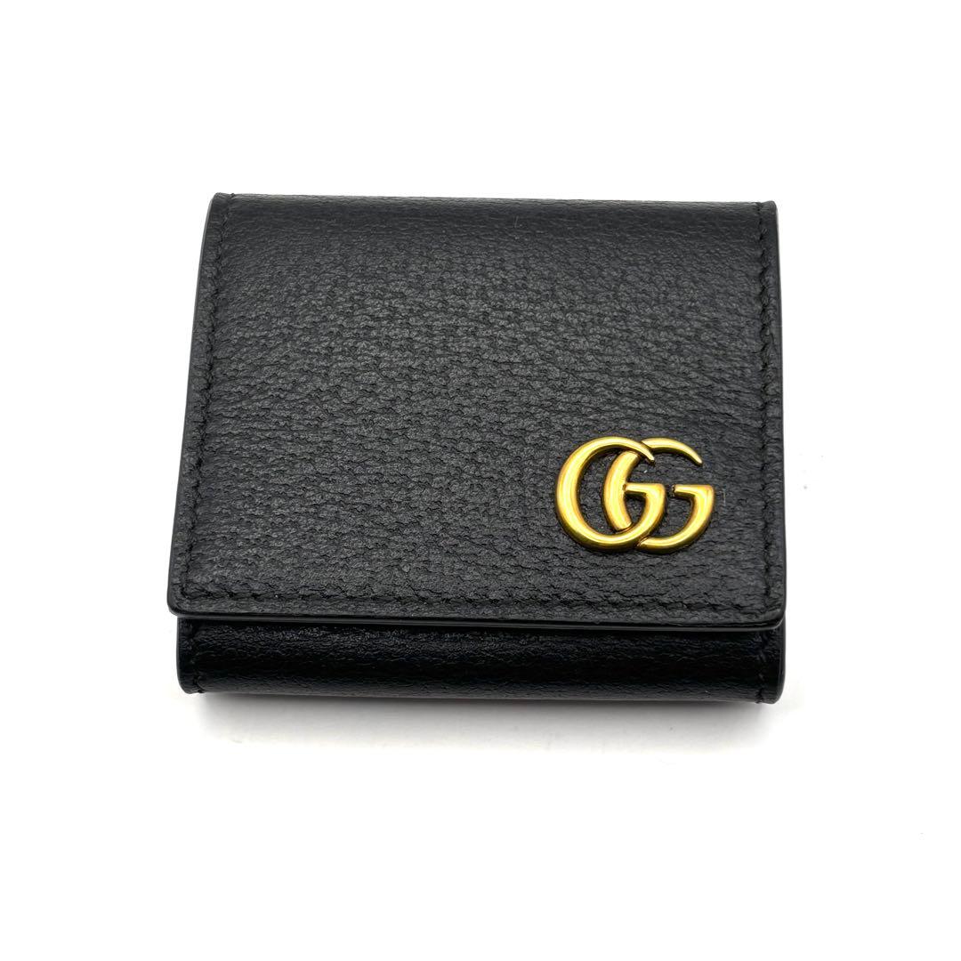 美品 グッチ ケース マーモント GG ゴールド ブラック レザー