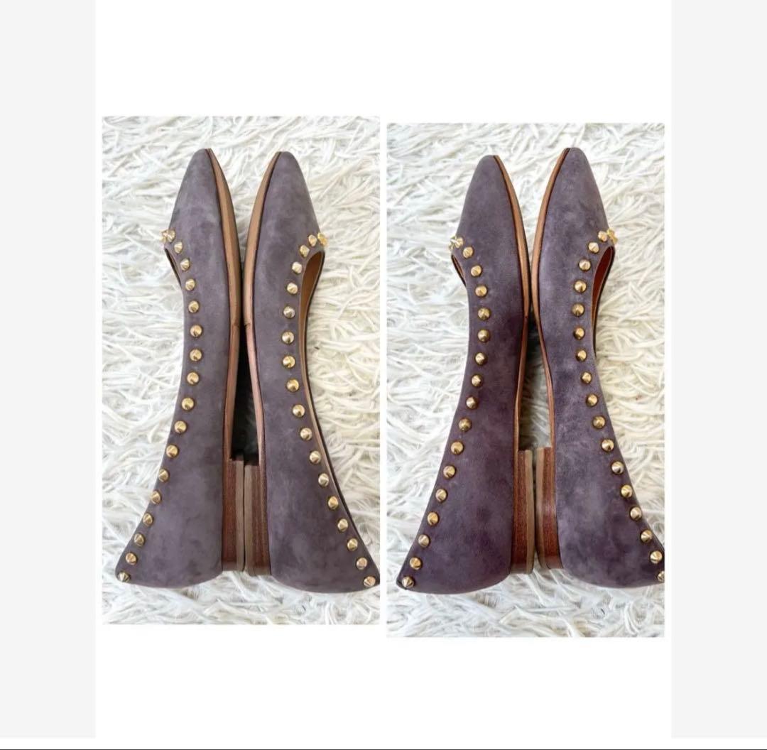 極美品　袋付き　PELLICO スタッズパンプス　スエード　グレー　361/2