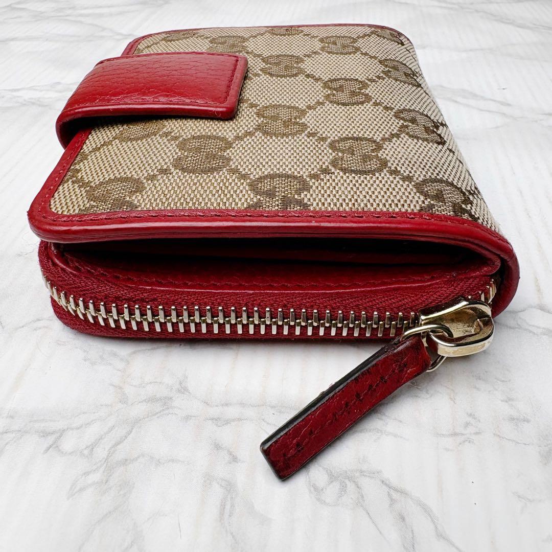 09 美品 GUCCI 二つ折り財布 コンパクトウォレット GG柄 ik6