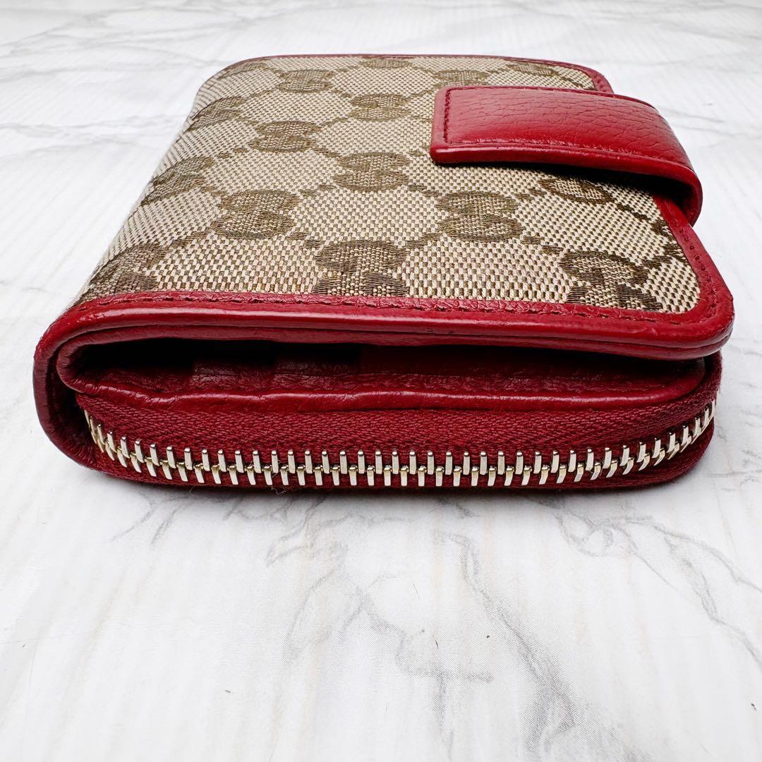 09 美品 GUCCI 二つ折り財布 コンパクトウォレット GG柄 ik6
