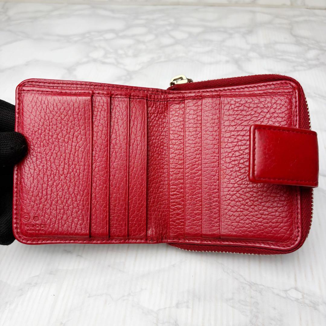 09 美品 GUCCI 二つ折り財布 コンパクトウォレット GG柄 ik6