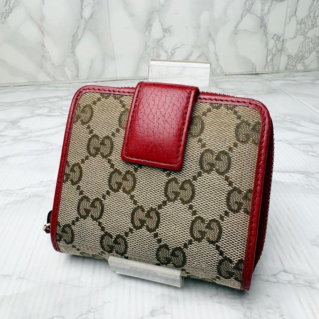 09 美品 GUCCI 二つ折り財布 コンパクトウォレット GG柄 ik6