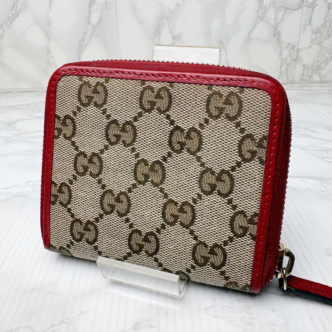 09 美品 GUCCI 二つ折り財布 コンパクトウォレット GG柄 ik6