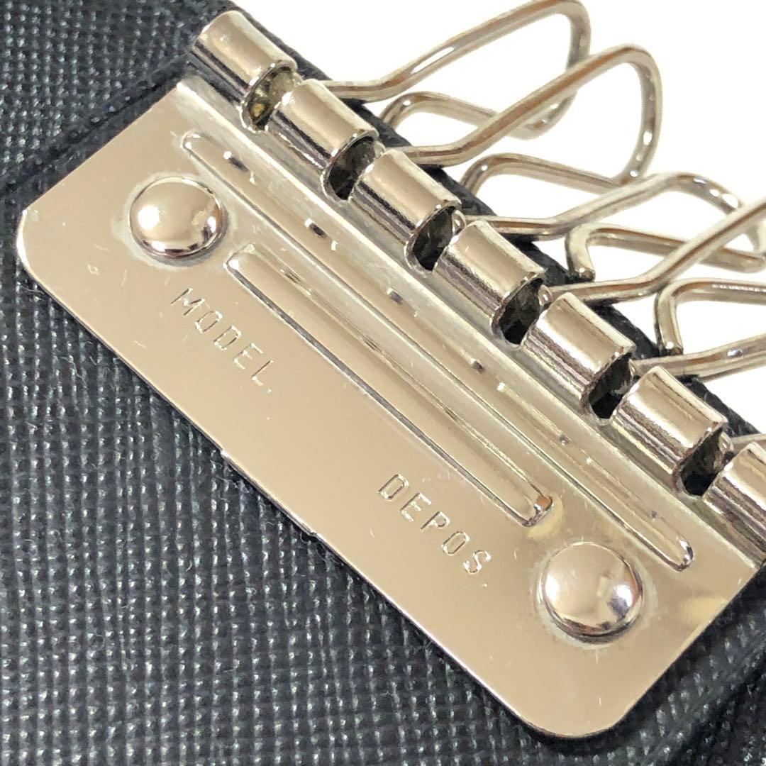 未使用級　プラダ　キーケース　三角ロゴ　サフィアーノレザー　黒　安心のGカード付