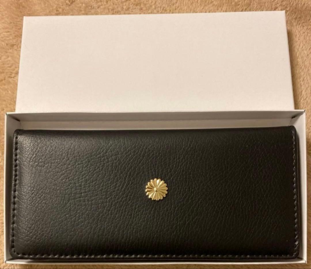 皇居 財布 菊紋 牛革 財布 ブラックレザー 長財布