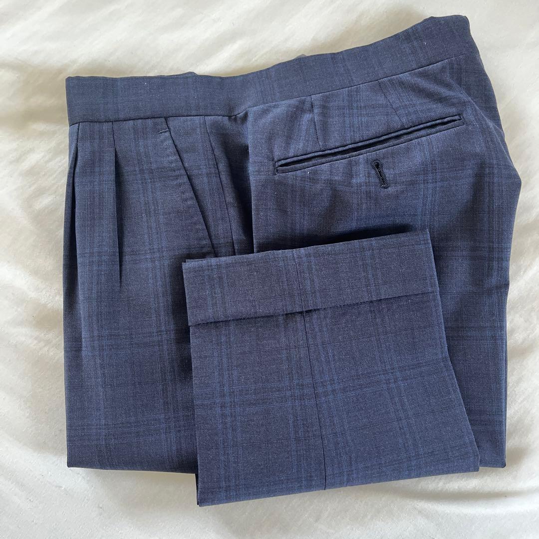 REDA ネイビー チェック柄 ダブルブレストスーツ