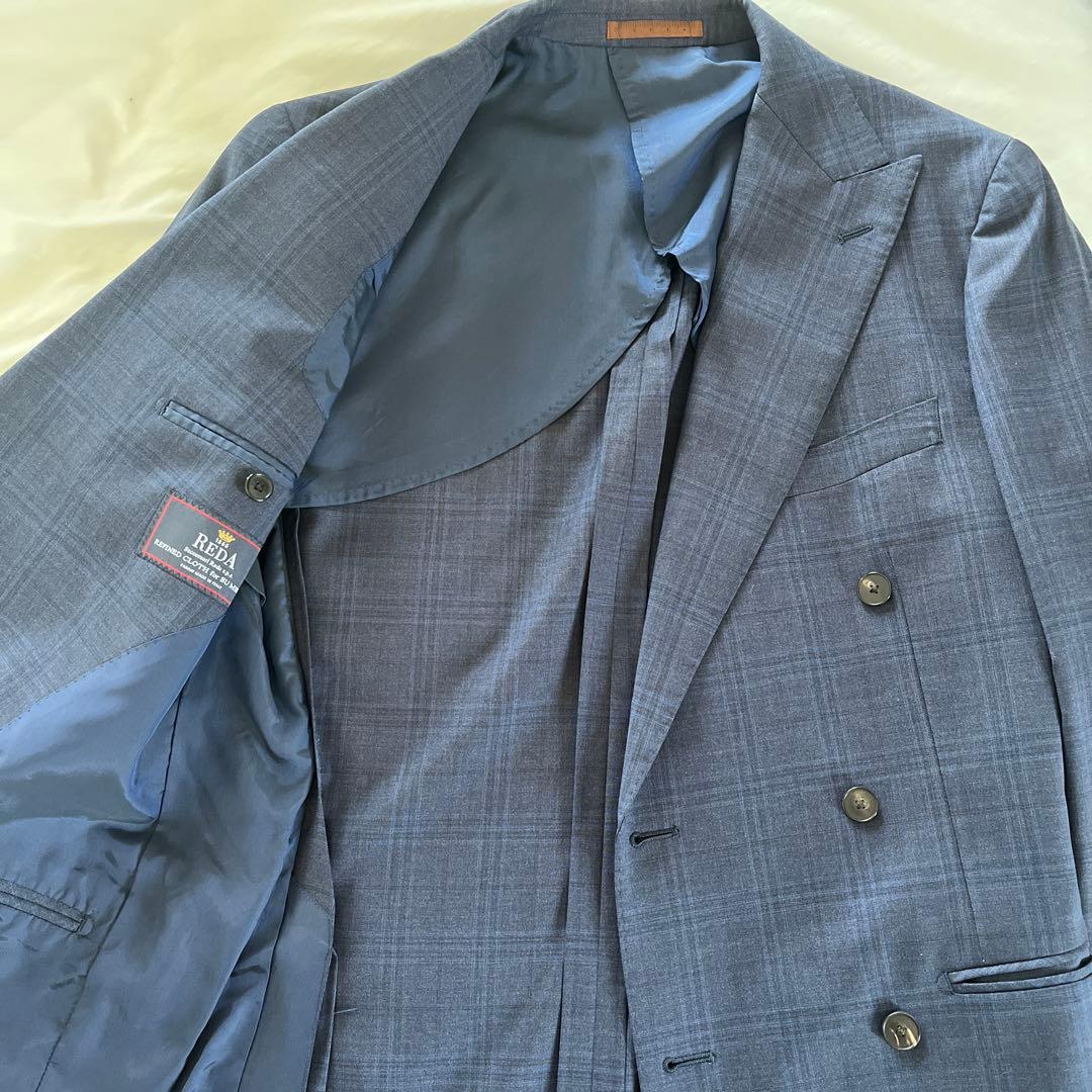 REDA ネイビー チェック柄 ダブルブレストスーツ